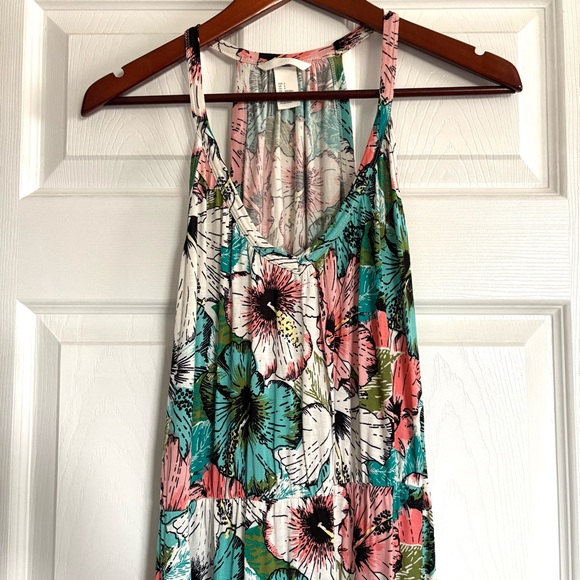 H&M Hibiscus Tropical Floral Print V Neck Pull On Halter Dress Size Small - Picture 12 of 14